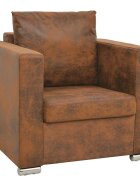 vidaXL Фотьойл кафяв 82x73x82 см изкуствена велур