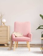 vidaXL фотьойл Розово 63 x 67 x 94 см Вълнена тъкан и фанера