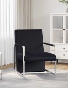 vidaXL Фотьойл с хромирани крака черен изкуствена кожа