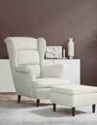 vidaXL Фотьойл Wingback с табуретка кремав кадифе