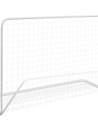 vidaXL Футболна врата с мрежа 182x61x122 см стомана бяла