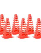 vidaXL Футболни конуси 6 бр стифиращи оранжеви 13x13x225 см