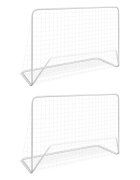 vidaXL Футболни врати 2 бр с мрежи 182x61x122 см стомана бели