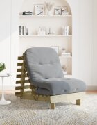 vidaXL Футон кресло с матрак 70x206x11 см импрегнирано борово дърво