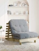 vidaXL Футон кресло с матрак 90x206x11 см импрегнирано борово дърво