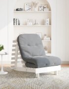 vidaXL Футон кресло с матрак бял 70x206x11 см борово дърво масив