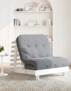 vidaXL Футон кресло с матрак бял 80x206x11 см борово дърво масив