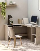 vidaXL Г-образно ъглово бюро бетонно сив 120x140x75 см инженерно дърво