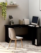 vidaXL Г-образно ъглово бюро черен силен гланц 120x140x75 см ПДЧ