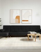 vidaXL Г-образно разтегателно канапе черно 271x140x70 см кадифе