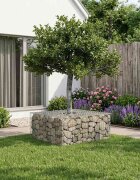 vidaXL Габиона повдигнато легло 100 x 100 x 40 cm Сребрист