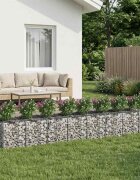 vidaXL Габиона повдигнато легло 3 бр. 400 x 100 x 60 см Сребристо