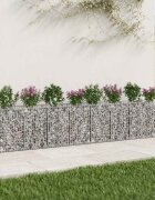 vidaXL Габиона повдигнато легло 3 бр. 400 x 50 x 80 см Сребристо