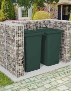 vidaXL Габионна ограда за две кофи за смет стомана 180x100x120 cм