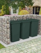 vidaXL Габионна ограда за три кофи за смет стомана 250x100x120 cм