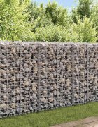 vidaXL Габионна стена с капаци поцинкована стомана 20x20x100 см