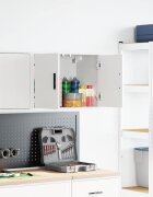 vidaXL гараж стена кабинет бял инженерна дървесина