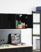 vidaXL гараж стена кабинет черно инженерна дървесина