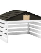 vidaXL Гараж за роботизирана косачка черно и бяло 78x74x54 см чам
