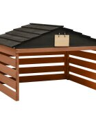 vidaXL Гараж за роботизирана косачка черно и кафяво 78x74x54 см чам