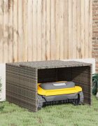 vidaXL Гараж за роботизирана косачка сив 86x90x52/57 см полиратан