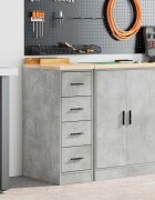 vidaXL Гаражен шкаф за съхранение бетонно сив 30x51x85 см бор масив