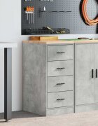 vidaXL Гаражен шкаф за съхранение бетонно сив 40x51x85 см бор масив