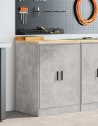 vidaXL Гаражен шкаф за съхранение бетонно сив 60x51x85 см бор масив