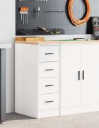 vidaXL Гаражен шкаф за съхранение бял 30x51x85 см бор масив