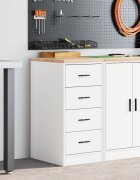 vidaXL Гаражен шкаф за съхранение бял 40x51x85 см бор масив