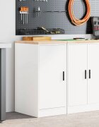 vidaXL Гаражен шкаф за съхранение бял 40x51x85 см бор масив