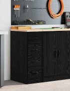 vidaXL Гаражен шкаф за съхранение черен 30x51x85 см бор масив
