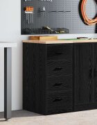 vidaXL Гаражен шкаф за съхранение черен 40x51x85 см бор масив