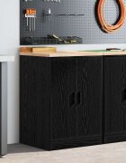 vidaXL Гаражен шкаф за съхранение черен 60x51x85 см бор масив