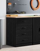 vidaXL Гаражен шкаф за съхранение черен 60x51x85 см бор масив