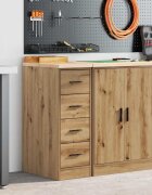 vidaXL Гаражен шкаф за съхранение дъб артизан 30x51x85 см бор масив