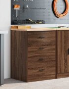 vidaXL Гаражен шкаф за съхранение кафяв дъб 60x51x85 см бор масив