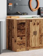 vidaXL Гаражен шкаф за съхранение старо дърво 30x51x85 см бор масив