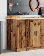 vidaXL Гаражен шкаф за съхранение старо дърво 30x51x85 см бор масив