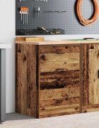 vidaXL Гаражен шкаф за съхранение старо дърво 60x51x85 см бор масив