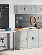 vidaXL гаражни шкафове 2 бр бетонно сиви инженерно дърво