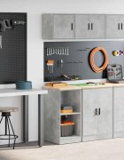 vidaXL гаражни шкафове 2 бр бетонно сиви инженерно дърво