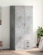 vidaXL Гардероб бетонно сив 80x52x180 см инженерно дърво
