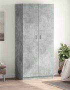 vidaXL Гардероб бетонно сив 90x52x200 см инженерно дърво