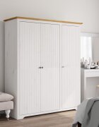 vidaXL Гардероб BODO бяло и кафяво 146x535x173 см бор масив
