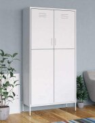 vidaXL Гардероб бял 90x50x180 см стомана