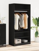 vidaXL Гардероб черен 100x50x200 см инженерно дърво