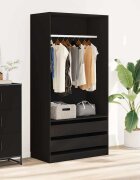 vidaXL Гардероб черен 100x50x200 см ПДЧ