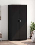vidaXL Гардероб черен 80x52x180 см инженерно дърво