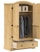 vidaXL Гардероб "Corona" 101x52x170 см масивна дървесина бор